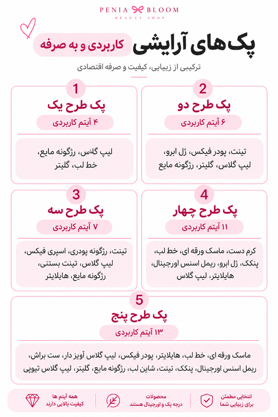 پک لوازم آرایشی پینترستی تم صورتی