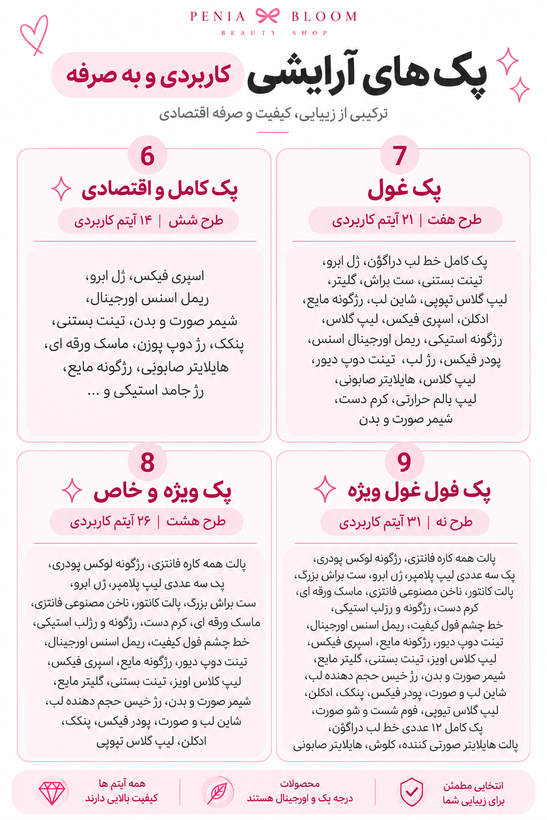 پک لوازم آرایشی پینترستی تم صورتی